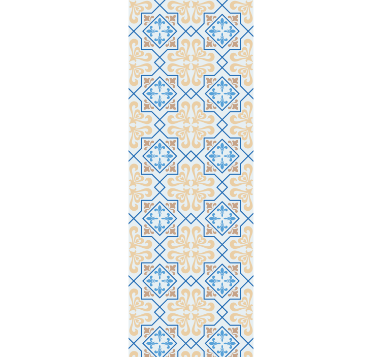 キッチン ロール スクリーン ポルトガルタイル模様青いライン - TENSTICKERS