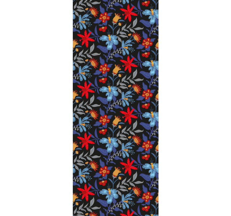 ブラインド オフィス フラワープリント トリコ ブラック - TENSTICKERS