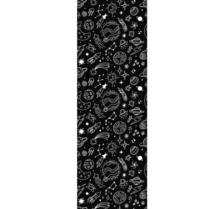 ロール スクリーン オシャレ 白黒の宇宙イラスト - TENSTICKERS