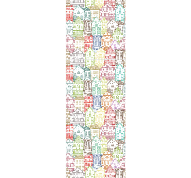 ロール スクリーン オシャレ 手描きの家のシームレスパターン - TENSTICKERS