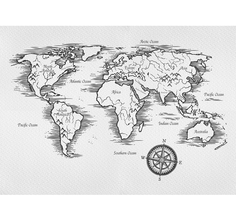 ブラインド 白 エレガントな世界地図の描画 - TENSTICKERS