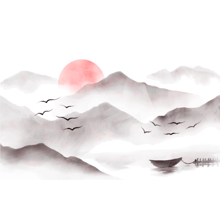 ブラインド 白 山の水彩画 - TENSTICKERS
