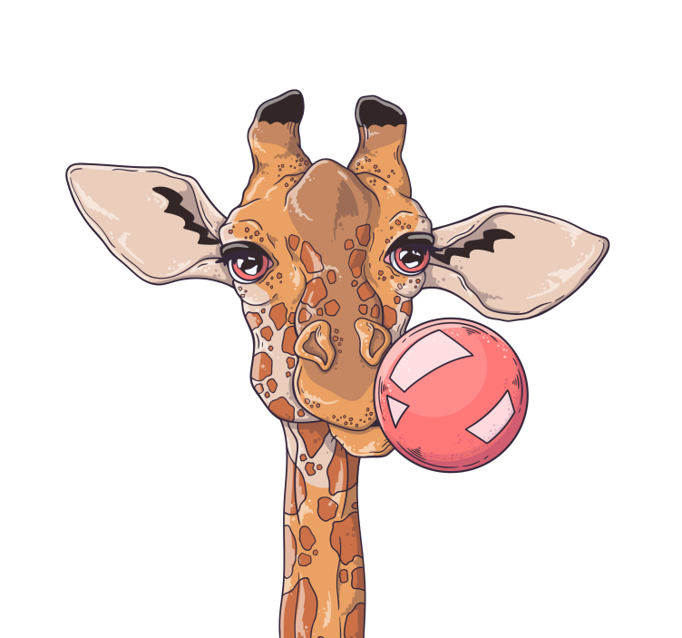 リビング カーテン ブラインド ガムを噛むキリン - TENSTICKERS