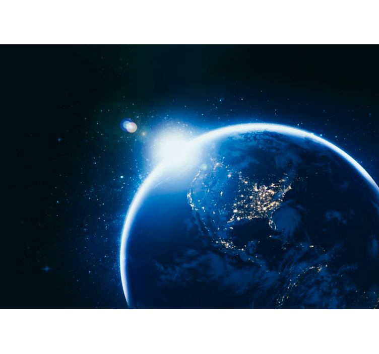 ロール スクリーン 黒 宇宙から見た地球と太陽フレア - TENSTICKERS