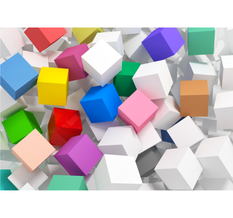 リビング カーテン ブラインド 3d立方体の壁画 - TENSTICKERS