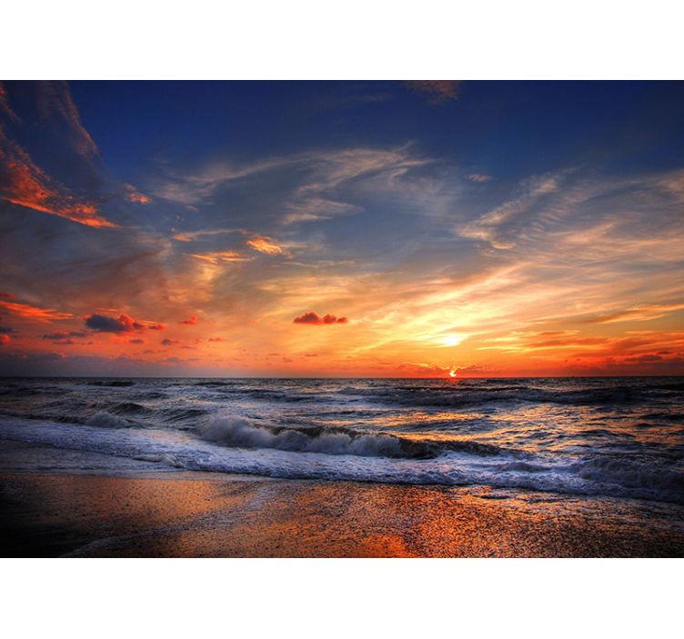 リビング カーテン ブラインド 夕焼けの海景 - TENSTICKERS