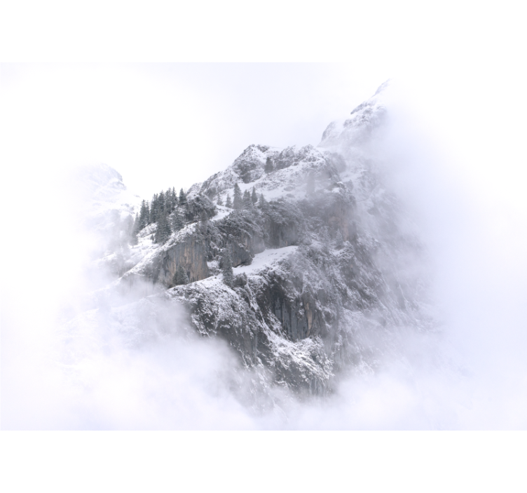 リビング カーテン ブラインド 雪山の風景と雲の壁画 - TENSTICKERS