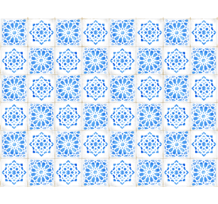 ブラインド 青 精巧な青い模様 - TENSTICKERS