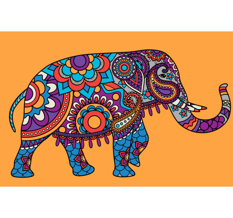 リビング カーテン ブラインド カラフルな象のマンダラ - TENSTICKERS