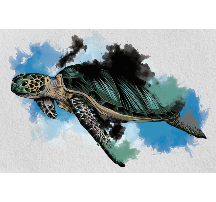 リビング カーテン ブラインド 水彩のカメ - TENSTICKERS