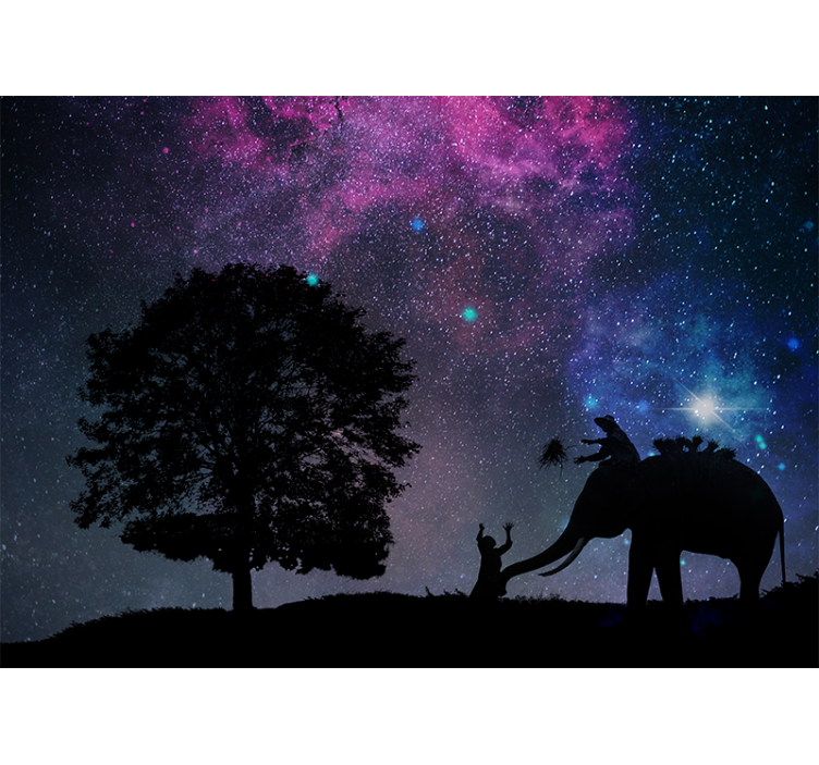 リビング カーテン ブラインド 星夜の象 - TENSTICKERS