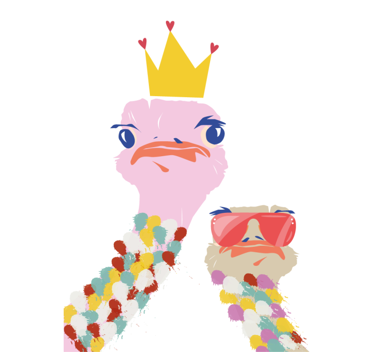 リビング カーテン ブラインド カラフルなダチョウのアートスタイル - TENSTICKERS