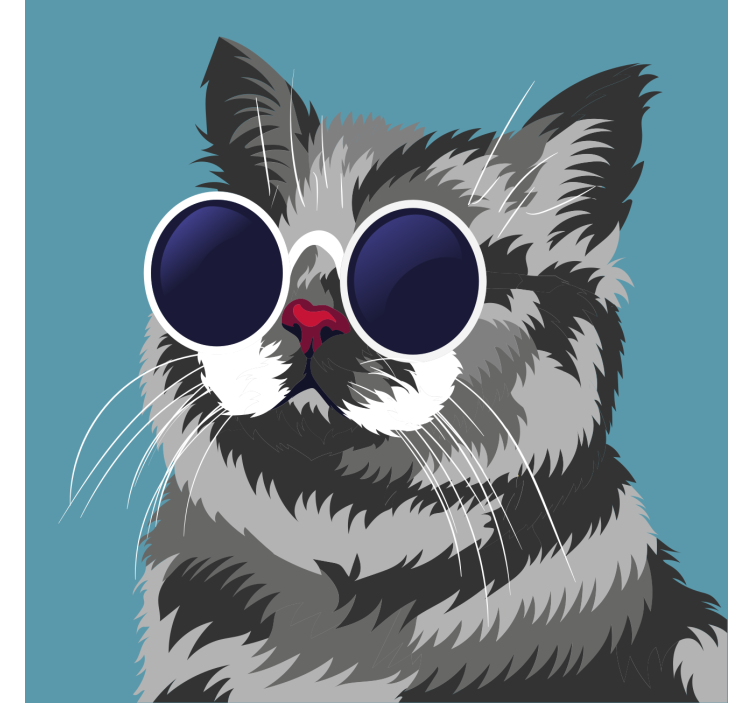 リビング カーテン ブラインド グレーの猫の面白い絵画 - TENSTICKERS