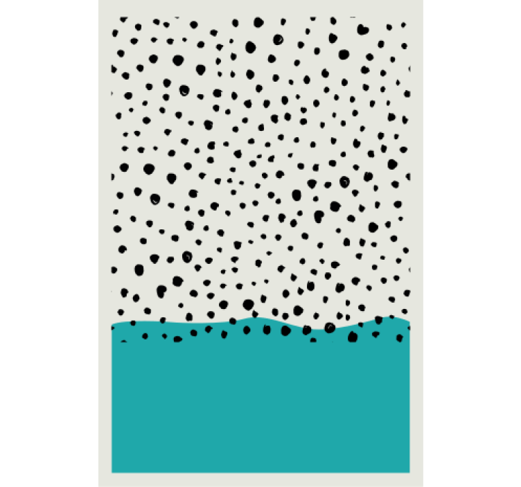 リビング カーテン ブラインド 抽象的な青い絵画と黒い点 - TENSTICKERS