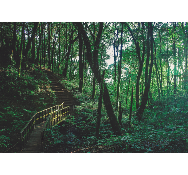リビング カーテン ブラインド 美しい緑の木々の風景 - TENSTICKERS