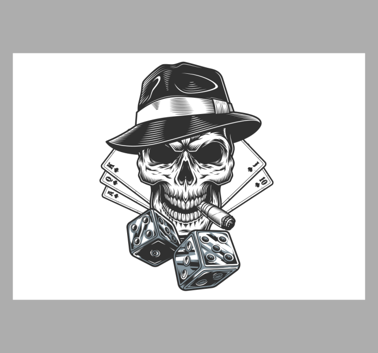 ブラインド 白 サイコロと頭蓋骨のカード - TENSTICKERS