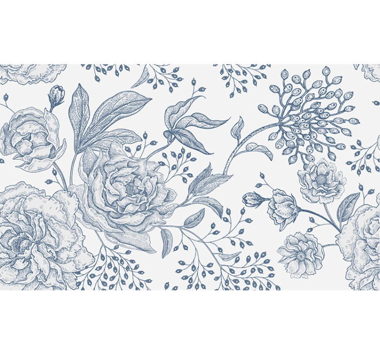 ブラインド 白 レトロスタイルの花柄デザイン - TENSTICKERS