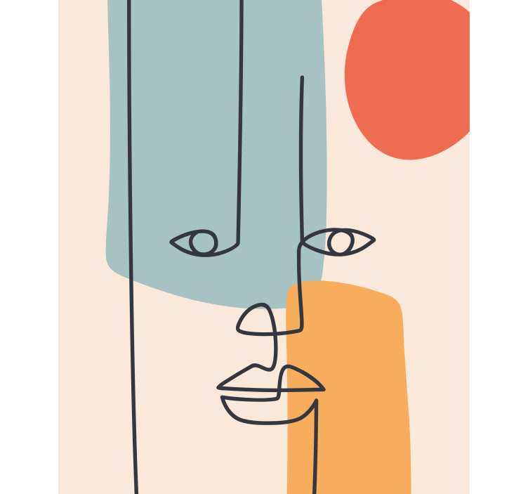 柄物抽象顔の輪郭 - TENSTICKERS