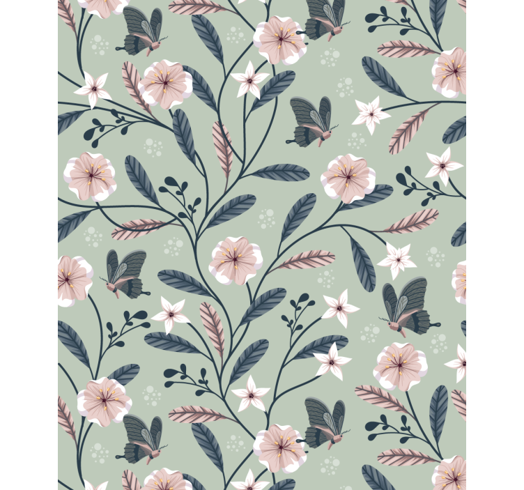 ブラインド 花や植物 蝶の花柄 - TENSTICKERS