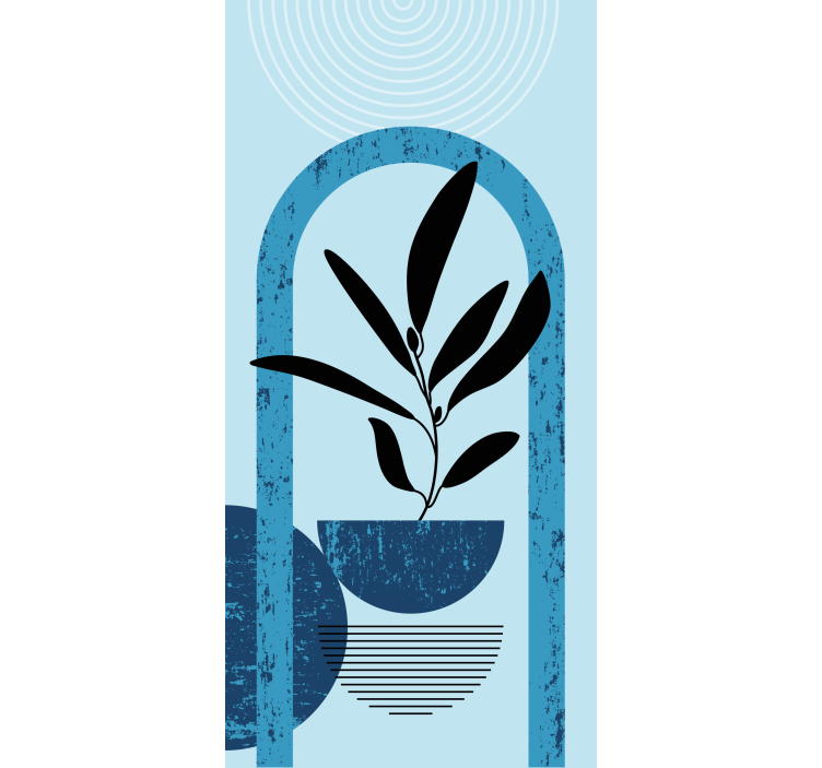 ブラインド 花や植物 おしゃれな青い鉢の植物 - TENSTICKERS