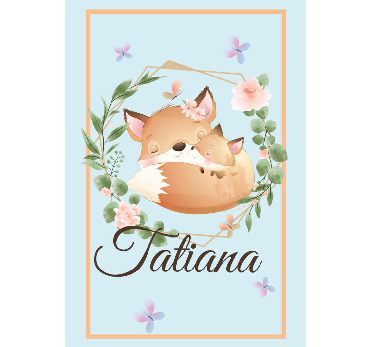 ブラインド 子供部屋 名前入りのキツネファミリー - TENSTICKERS