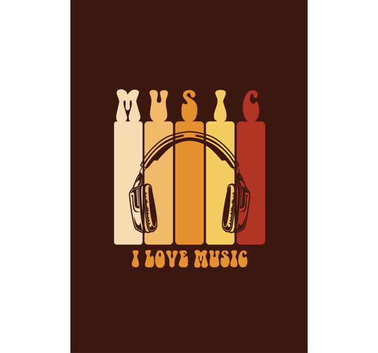 ブラインド テキスト付き音楽ヘッドフォンデザイン - TENSTICKERS