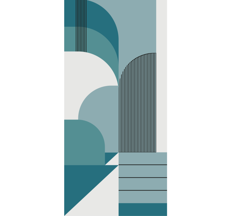 ロール スクリーン オシャレ 青いアーチ模様 - TENSTICKERS