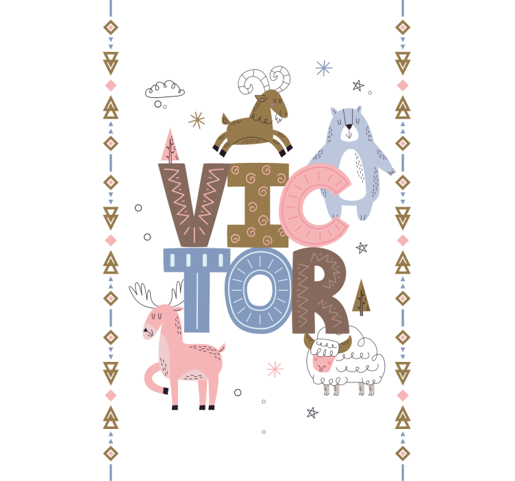 ブラインド 北欧 子供用動物デザイン名入れ - TENSTICKERS