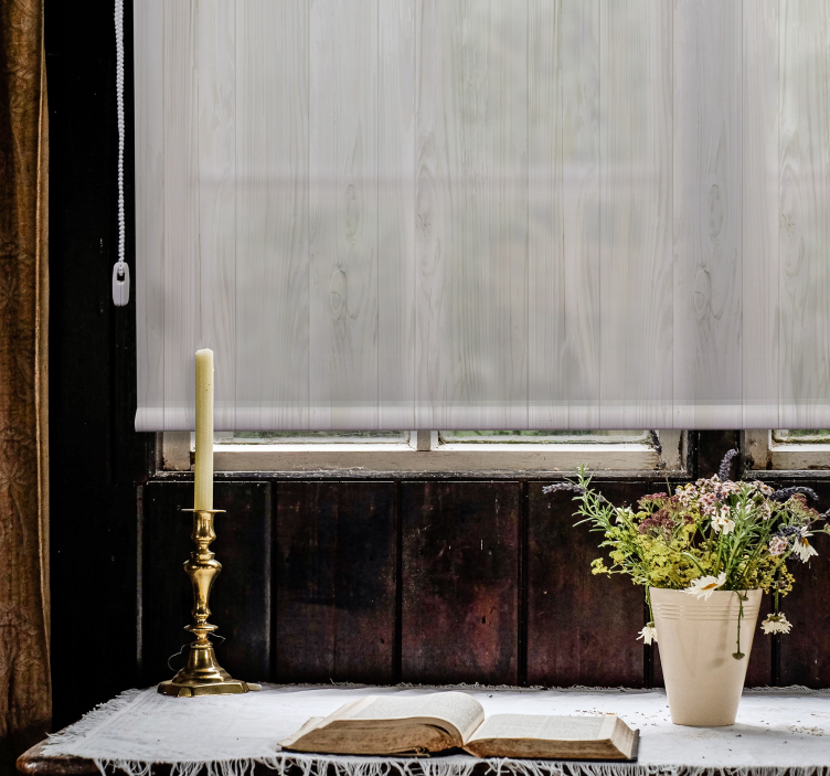 灰色の木の素朴なローラーブラインド - TENSTICKERS