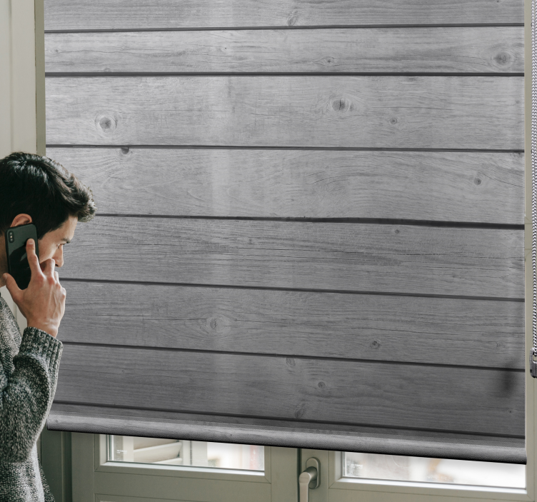 木製のダークグレーの素朴なブラインド - TENSTICKERS