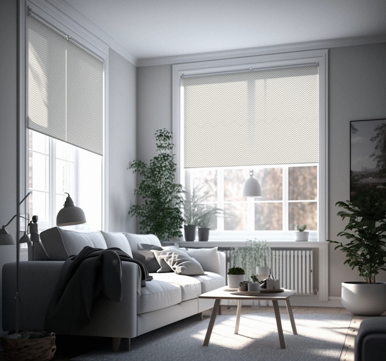 灰色の線素朴なローラーブラインド - TENSTICKERS