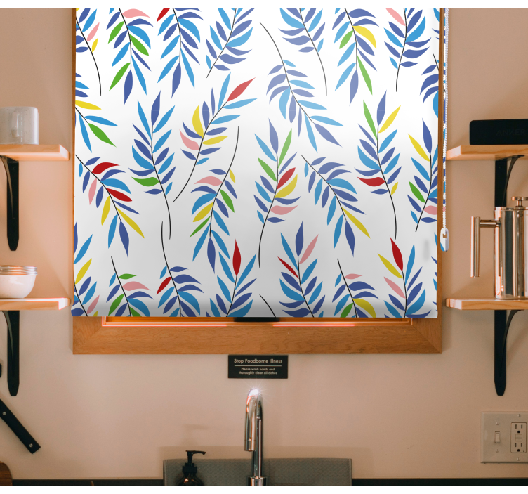 ブラインド 花や植物 カラフルな葉模様 - TENSTICKERS