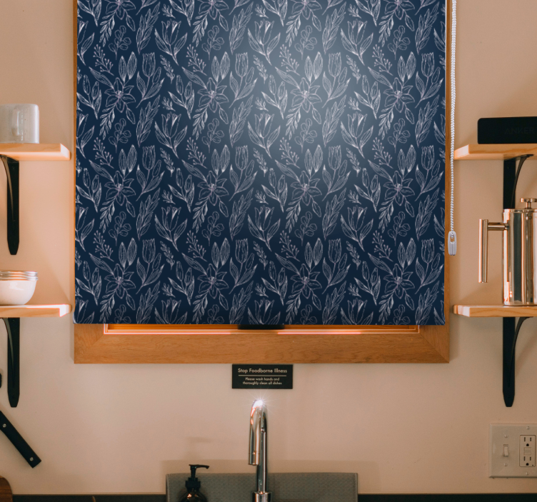 ブラインド 花や植物 フローラルモチーフの優雅さ - TENSTICKERS