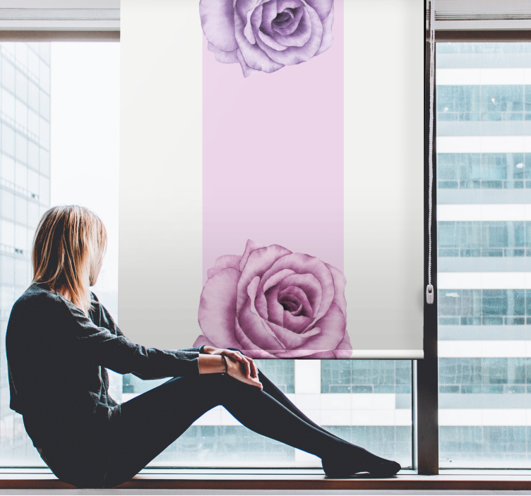 ブラインド 花や植物 パープルローズアクセント - TENSTICKERS