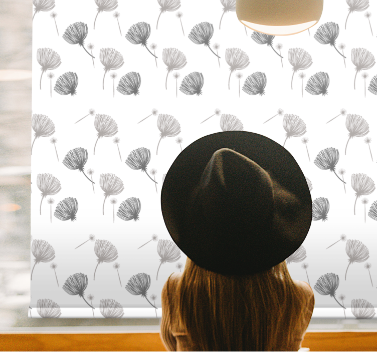 ブラインド 花や植物 ソフトグレーパターン - TENSTICKERS