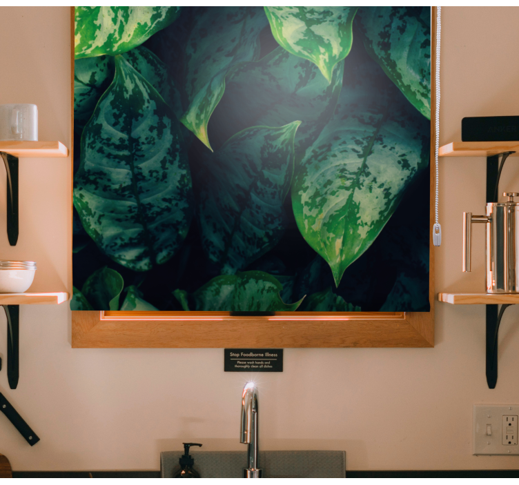 ブラインド 花や植物 鮮やかな緑の葉 - TENSTICKERS