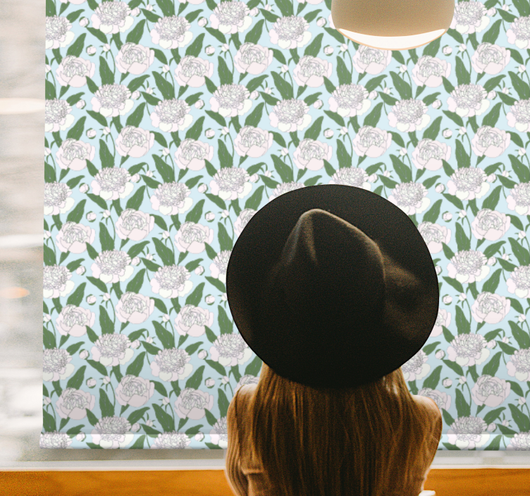 ブラインド 花や植物 ホワイトピオニー柄 - TENSTICKERS