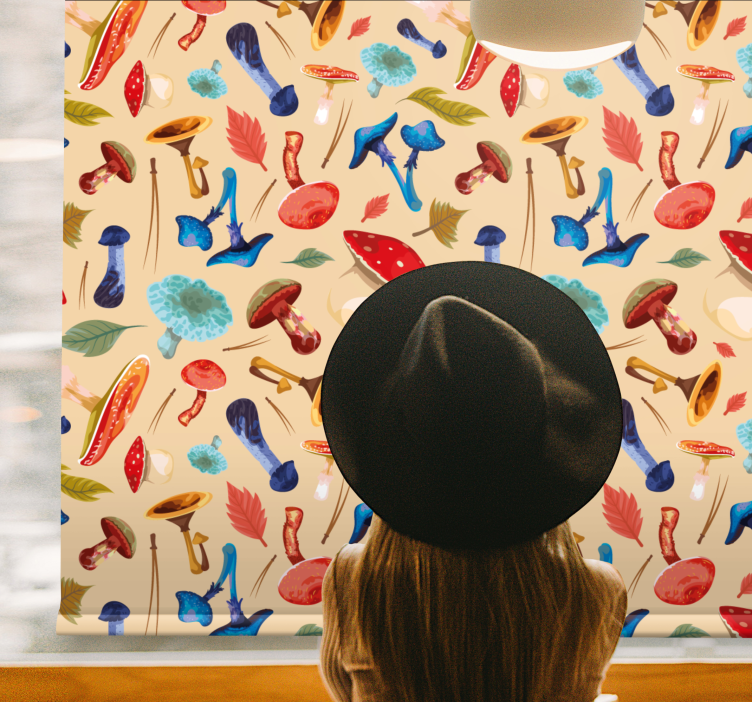 ブラインド 果物と野菜 カラフルなきのこ柄 - TENSTICKERS