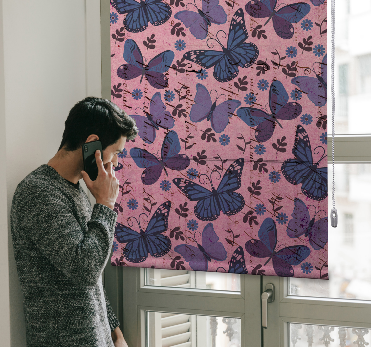 ブラインド ちょうちょ ピンクの背景 - TENSTICKERS