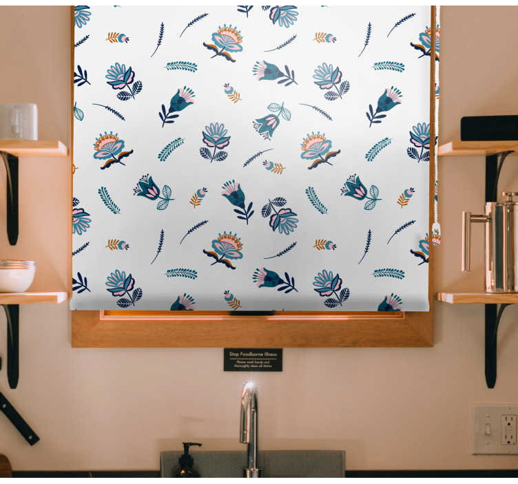 ブラインド 花 民族的な青いアートモチーフ - TENSTICKERS