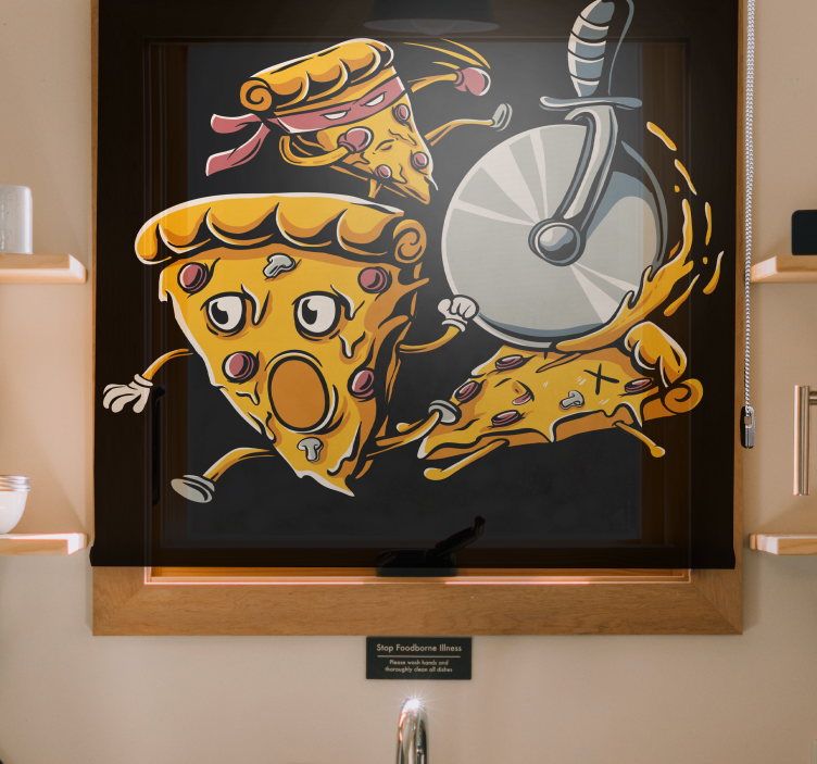 楽しい ブラインド アニメーション化されたピザのスライス - TENSTICKERS