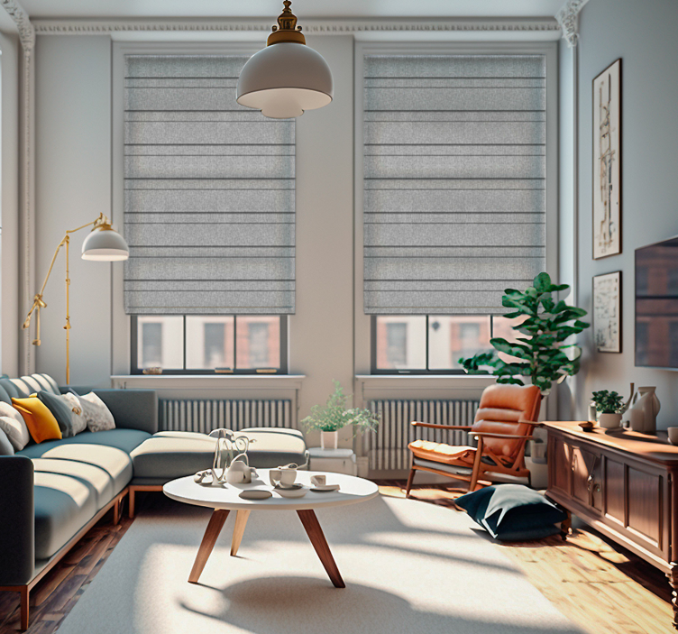 リビング カーテン ブラインド 灰色のストライプ - TENSTICKERS