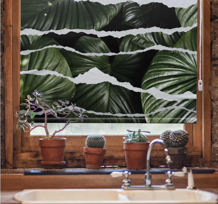 キッチン ロール スクリーン 破れた葉の模様 - TENSTICKERS