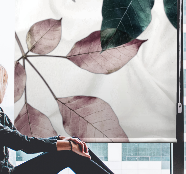 リビング カーテン ブラインド 植物の葉をテーマにしたデザイン - TENSTICKERS