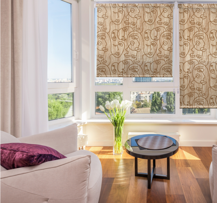 ロール スクリーン オシャレ 抽象顔模様 - TENSTICKERS