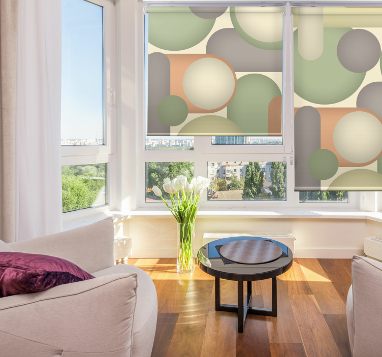 ロール スクリーン オシャレ幾何学的円の配置 - TENSTICKERS