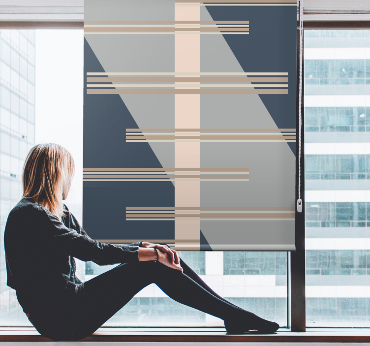 ロール スクリーン オシャレ 幾何学ラインテーマ - TENSTICKERS