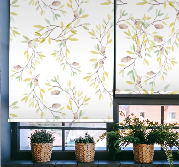 オリジナルの水彩画の緑の葉のバスルームのブラインド - TENSTICKERS