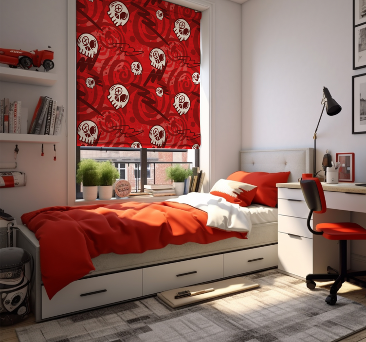 ブラインド テンネージャールーム 頭蓋骨の赤い落書き - TENSTICKERS