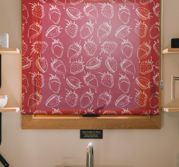 ブラインド 果物と野菜 イチゴ模様 - TENSTICKERS